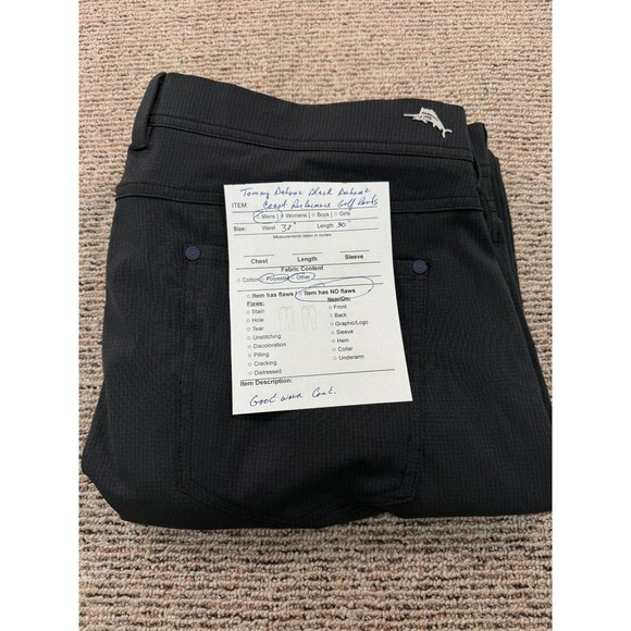 Tommy Bahama Mens Pants 38x29 Black Performance Golf Coast Island Zone Stretch - Picture 3 of 13